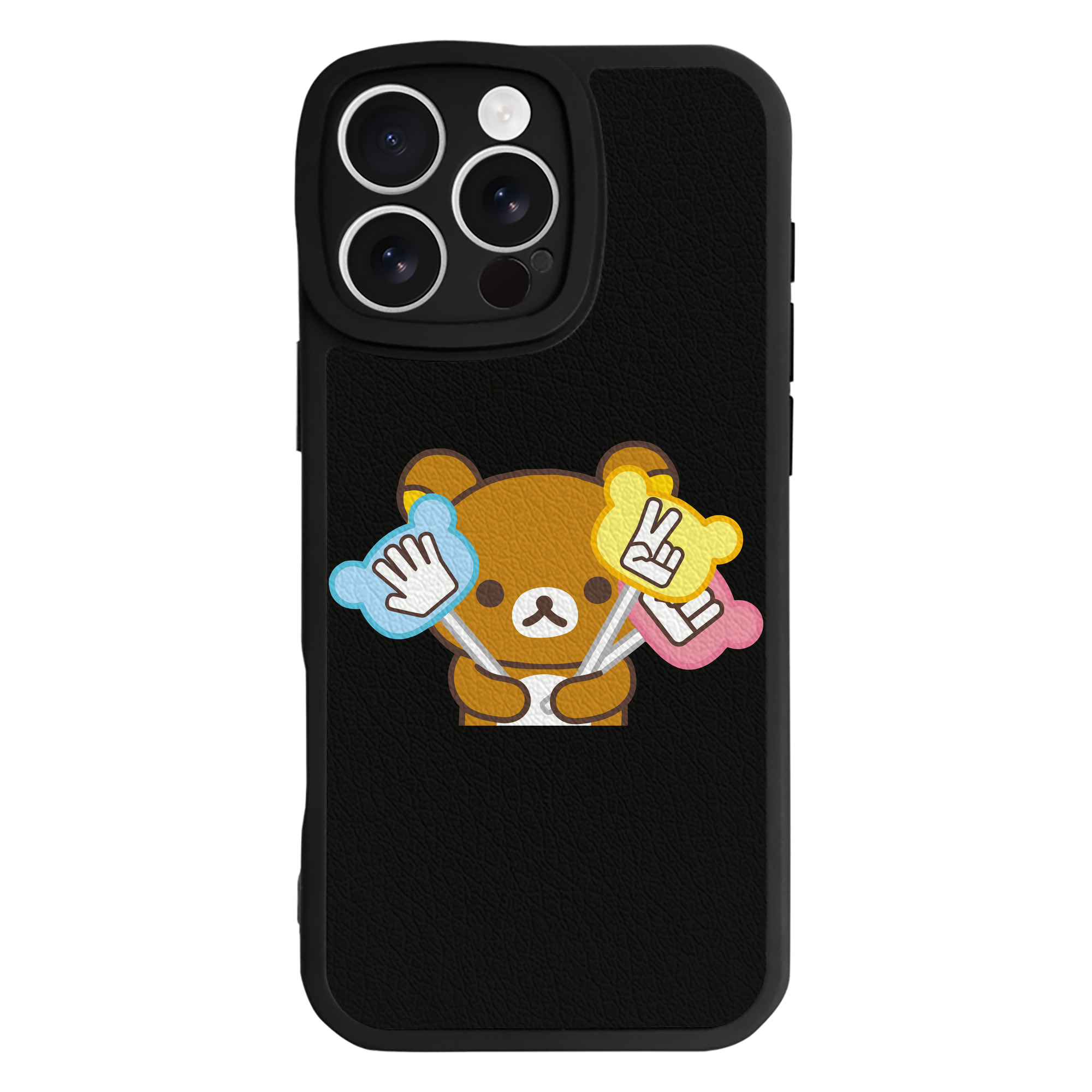 （画像用） リラックマ リラックマ キイロイトリ Rilakkuma Korilakkuma Kiiroitori 【iPhone 16シリーズ対応】シリコンスマホケース（レザー調） 材質：シリコン